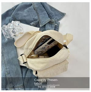 Hot Sale Corduroy Messenger Bags Fashion Solid Color Women's Adjustable <b>Strap</b> Campus Style <b>Shoulder</b> Crossbody Sling Bags - Product Image 5