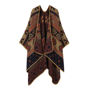 Ingrosso stile retrò azteco geometrico motivo Jacquard Cashmere foulard abbigliamento <span class=keywords><strong>esterno</strong></span> invernale caldo di lana spessa da donna - Product Image 4