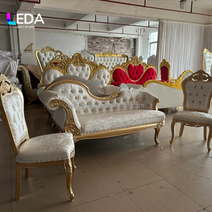 Canapé de mariage à bordure dorée LEDA, directement de l'usine, pour les mariés, chaise royale, décoration de scène pour événements. - Product Image 1