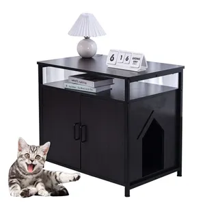 Verborgen Kattenbak Behuizing Met Metalen Frame Privacy Kattentoilet Bank Kattenbak Groothandel Kattenbak Kattenbak