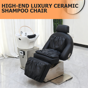 Sillón Reclinable Multifuncional para Salón de Belleza, Silla Giratoria para Lavado de Cabeza con Lavabo de Cerámica - Product Image 2