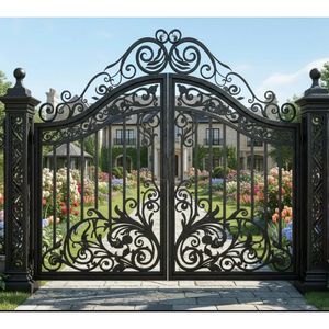 Puerta de Jardín Principal de Hierro Forjado con Diseño <span class=keywords><strong>Colonial</strong></span> PRIMA, Acabado Resistente a la Oxidación con Detalles en Pan de Oro - Product Image 4