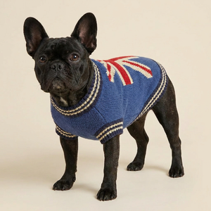 Premium French Bulldog Winter Dog Sweater Bulky Fit Eco-Friendly <strong>Union</strong> <strong>Jack</strong> Knitwear Warm British Flag Pattern Puppy <strong>Clothes</strong> - Product Image 2