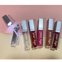 Tube de Brillant à Lèvres LED Argenté avec Miroir Maquillage Personnalisé Logo Rouge à Lèvres Liquide Mat Végan Très Pigmenté