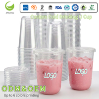Gobelets à thé au lait transparents haute clarté ZFCUP en PLA, gobelets jetables en plastique PLA en forme de U pour café froid, personnalisables