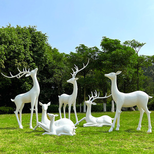 Cervo astratto fiore di prugna in fibra di vetro ecologico natale all'aperto grande scultura giardino ornamento paesaggio cervo bianco - Product Image 1