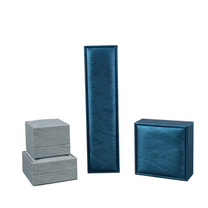 Multi-size Cloth Wrapped Jewellery Storage <b>Boxes</b>, Grey & Blue Fabric Cover Hard <b>Boxes</b> for Wedding Proposal Jewelry <b>Packing</b> - Product Image 1