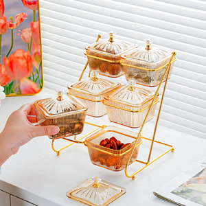 Boîte de rangement pour bonbons à plusieurs étages avec couvercle, type rectangulaire, 4 à 7 compartiments, plateau à fruits, plateau à en-cas - Product Image 1