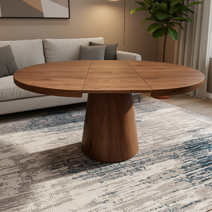 <span class=keywords><strong>Table</strong></span> à manger extensible de 46 à 63 pouces, <span class=keywords><strong>table</strong></span> de salle à manger ovale moderne avec feuilles papillon, <span class=keywords><strong>table</strong></span> en MDF gain de place pour 4 à 6 personnes en noyer - Product Image 1
