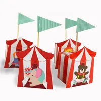 Cartoon Circus Animals Paper Candy Sweet Chocolate Gift Boxes Packaging Box For Baby Shower Birthday Party Decoration Supply