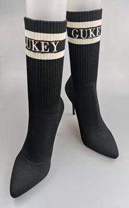 Scarpe Invernali da Donna in Maglia Elastica alla Moda, <span class=keywords><strong>Stivali</strong></span> <span class=keywords><strong>a</strong></span> Calzino con Tacco Alto, Vendita all'Ingrosso dalla Cina - Product Image 4