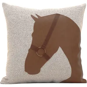 Luxury Cushion Covers 100% French Linen PU Leather Horse Plush Pillow Cover Modern 45x45cm