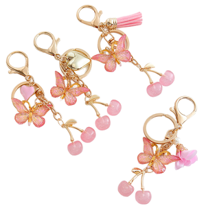 Porte-clés tendance en résine plastique, best-seller, en forme de cœur, papillon, cerise, pendentif de sac, fruit, cadeau pour clés de voiture - Product Image 1