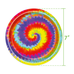 Tie Dye Paper Plates Square Digital Printing 40-60 Pcs Birthday Party Tableware <b>Environment</b> Friendly Venue Setup Props - Product Image 4