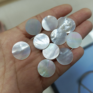 Corte redondo de nácar natural de 16-18 mm, doblemente plano, concha blanca, piedra preciosa para la fabricación de joyas. - Product Image 3