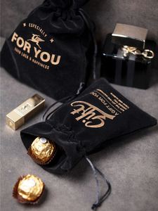 Pochette d'emballage pour bijoux et montres en velours de couleur personnalisable, fermeture à cordon, matériau recyclable pour l'affichage de bijoux et de montres, logo - Product Image 1