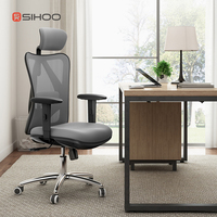 Sihoo M18 Gris Chaise d'ordinateur 2D Lombaire et accoudoirs 130 ° Layback W-Coussin de soutien Base pivotante à 360 °