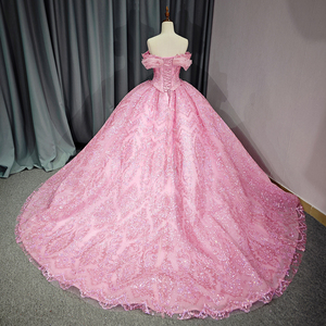 Robes de Quinceañera pour filles de 15 ans, modèle 6727 Princess Sweetheart, en dentelle, avec appliques de perles et cristaux, taille naturelle, rose - Product Image 5