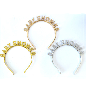 Direct usine Bandeau de fête en plastique 3D à paillettes et perles pour <span class=keywords><strong>baby</strong></span> shower et révélation du sexe, accessoire capillaire - Product Image 4