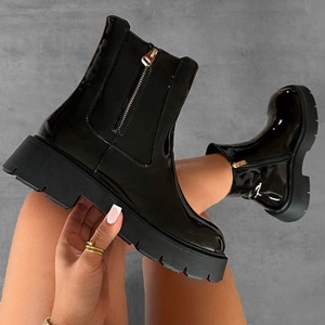 Thời Trang Màu Đen Chunky Duy Nhất Phẳng Tốt Giả Da Mắt Cá Chân Khởi Động Cho Phụ Nữ Và Laddies Mới Nhất Phụ Nữ Khởi Động Sang Trọng Khởi Động - Product Image 2