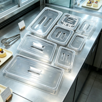 Couvercle transparent Oulu PC GN pour bac alimentaire, couvercle Gastronorm standard multi-tailles 1/1 1/2 1/3 1/6 1/9, usage commercial pour cuisine et buffet