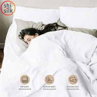 Parure de lit trois pièces ShiSilk 100 % Lyocell de bambou, tissage simple 300 fils, unie, personnalisable, écologique, rafraîchissante, toutes saisons