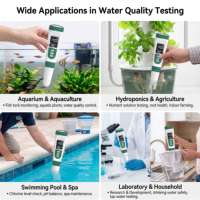 Stylo de test de qualité de l'eau numérique LCD 5-en-1 PH/TDS/EC/SALT/TEMP, précision de 2 %, OEM/ODM, étanche