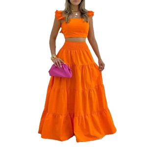 Nouvelle Collection Printemps 2026 : <span class=keywords><strong>Ensemble</strong></span> Décontracté Femme Style Européen et Américain – Robe Trapèze Sexy à Bretelles en Polyester Uni Tendance - Product Image 5
