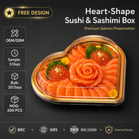 Conteneur alimentaire en plastique PET transparent en forme de cœur jetable avec couvercle transparent pour pain, sandwichs, salades, sushis, emballage personnalisé avec logo