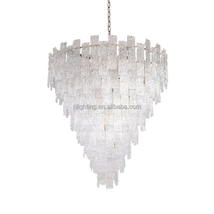 Lámpara de Techo Redonda LED de Estilo Moderno para Sala de Estar, Lámpara de Araña de Cristal de Murano en Cascada Giovanni, para Colocar Sobre la Mesa de Comedor - Product Image 5