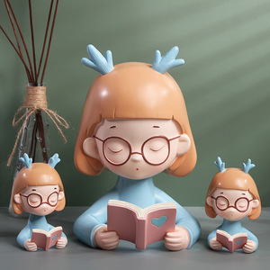 Creative Rabbit Girl Bobblehead Doll Set With Book Love Theme For Living Room Decor - Product Image 3