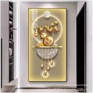 لوحة زخرفية حديثة بتصميم تسع أسماك مع إضاءة LED راقية لممرات الفنادق - Product Image 6