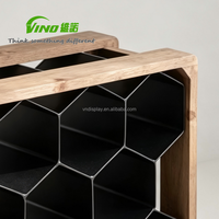 Étagère à vin hexagonale antique en bois et métal à 11 niveaux pour la présentation de produits, support de rangement multi-bouteilles pour la maison et le bar