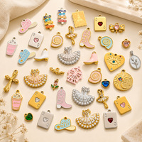 Breloques porte-clés Manna en acier inoxydable émaillé rose, pendentif cœur mignon, sans plomb, assorti pour collier et bracelet