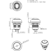 Interrupteur à bouton-poussoir TOOWEI 12 mm 12 V, étanche IP67, pour démarrage du moteur de voiture