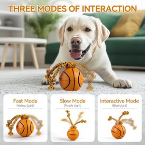 Игрушка для домашних животных: прочный мяч-игрушка для собак и кошек с автоматическим вращением и узлом-канатом, для игр в помещении и на улице - Product Image 2