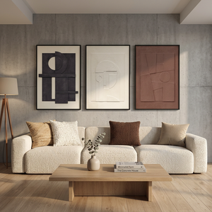 Arte de Pared con Marco de Madera Texturizada en 3D, Impresiones de Retratos Neutros de 3 Piezas, Decoración de Pared Moderna y Minimalista - Product Image 2