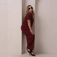 Nouvel ensemble tendance pour femme, vêtements de commerce extérieur, ensemble minimaliste uni à manches courtes et col rond
