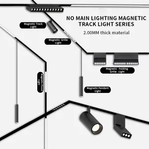 Luz de trilha magnética para hotel, sistema de luz de trilha ajustável em alumínio, 48V, luminária de superfície linear, pingente de luz de trilha magnética