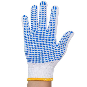 Barato Industrial blanqueado blanco poliéster algodón mezcla Cadena de punto de un solo lado azul lunares Palma seguridad trabajo Pvc punteado guantes - Product Image 2