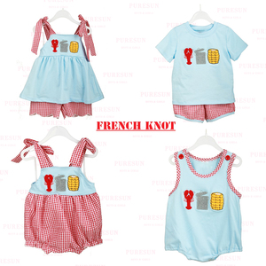 Оптовые комплекты детской одежды Puresun: популярные настраиваемые наряды для девочек, хлопковые платья с вышивкой и большим бантом - Product Image 3