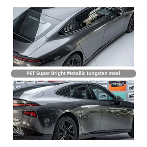 Super Bright Metallic Tungsten Steel Polyester Backing Car <strong>Wrap</strong> Vinyl <strong>Black</strong> <strong>Wrap</strong> Color-Changing Function for Body Made PET - Product Image 5
