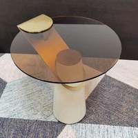 Meubles de luxe pour hôtels et villas, tables basses rondes en verre doré, tables à thé de petite taille, très demandées