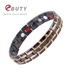 MAGAZZINO 316L Magnete In Acciaio Inox Bracciale <span class=keywords><strong>Uomo</strong></span> Oro Nero di Modo Dei Monili Del Braccialetto - Product Image 2