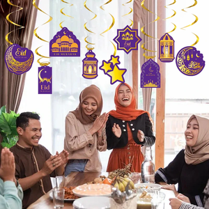 DAMAI Eid Mubarank Eid <b>Hanging</b> Swirl Decorations Home Eid Al Fitr Ceiling Decor Streamers with Moon <b>Star</b> Mosque Eid Supplies - Product Image 1