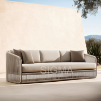 Fauteuil moderne en rotin et aluminium pour patio, personnalisable, résistant aux intempéries, imperméable, avec coussin anti-UV, mobilier haut de gamme pour bord de piscine