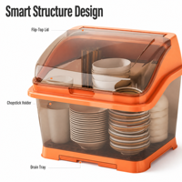 Armoire de rangement pour bols de grande capacité avec couvercle anti-poussière PP plastique comptoir ustensiles de cuisine vente en gros