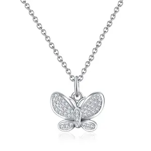 Dainty gioielli in argento sterling 925 bambini piccolo cubic zirconia farfalla di bling del pendente della collana di fascino del commercio all'ingrosso delle donne