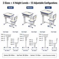 Ensemble scolaire ergonomique avec plateau de table en bois et structure en acier et bois, chaise de bureau réglable et durable avec boîte à livres pour les écoles du primaire au secondaire