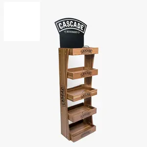 Wooden Display Hot Selling Modern Wooden Wine Display Shelf Floor Stand And Rack Customized Logos For Store Display Stands